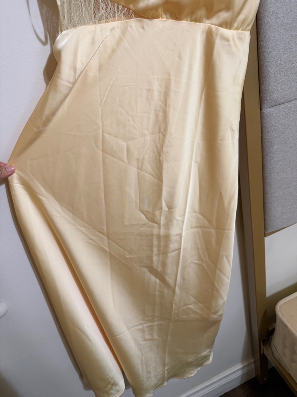 Petal & Pup Pale Yellow Satin Midi Dress - Picture 3 of 10